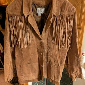 Western Suede Jacket w/ FringeSpiegel Women's Tan Suede Fringe Jacket